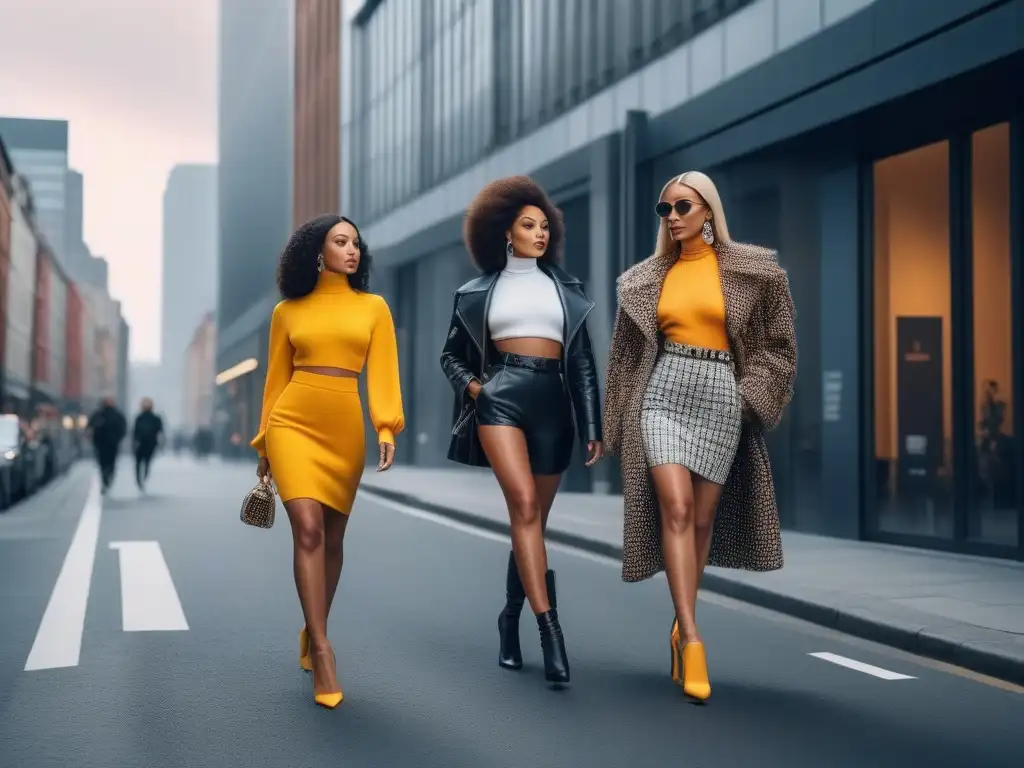 Desfile de influencers petite con estilo único en la ciudad Influencers petite con estilos diversos desfilando con confianza por la ciudad, mostrando su individualidad a través de sus atuendos modernos