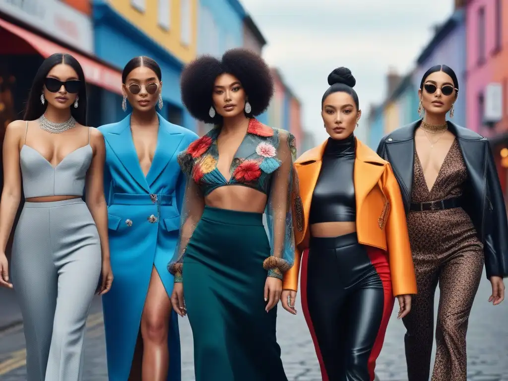 Influencers de moda diversos y vibrantes en la ciudad Influencers de moda representando cuerpos diversos posando con confianza en la ciudad