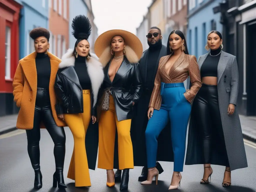 Influencers diversos promoviendo inclusividad en la moda Influencers de moda promoviendo diversidad e inclusión con estilo único en entorno urbano
