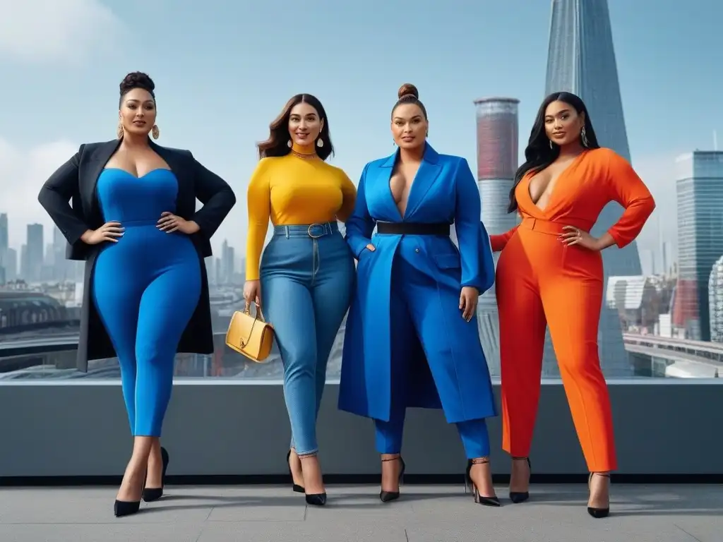 Influencers de moda diversa y inclusiva en la ciudad Influencers de moda promoviendo diversidad de tallas y estilos, posando con confianza en la ciudad