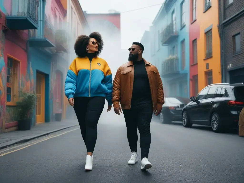 Desfile de moda inclusiva: influenciadores empoderados en la ciudad Influencers de moda inclusiva y diversas comunidades creadoras caminan con confianza en la vibrante calle de la ciudad