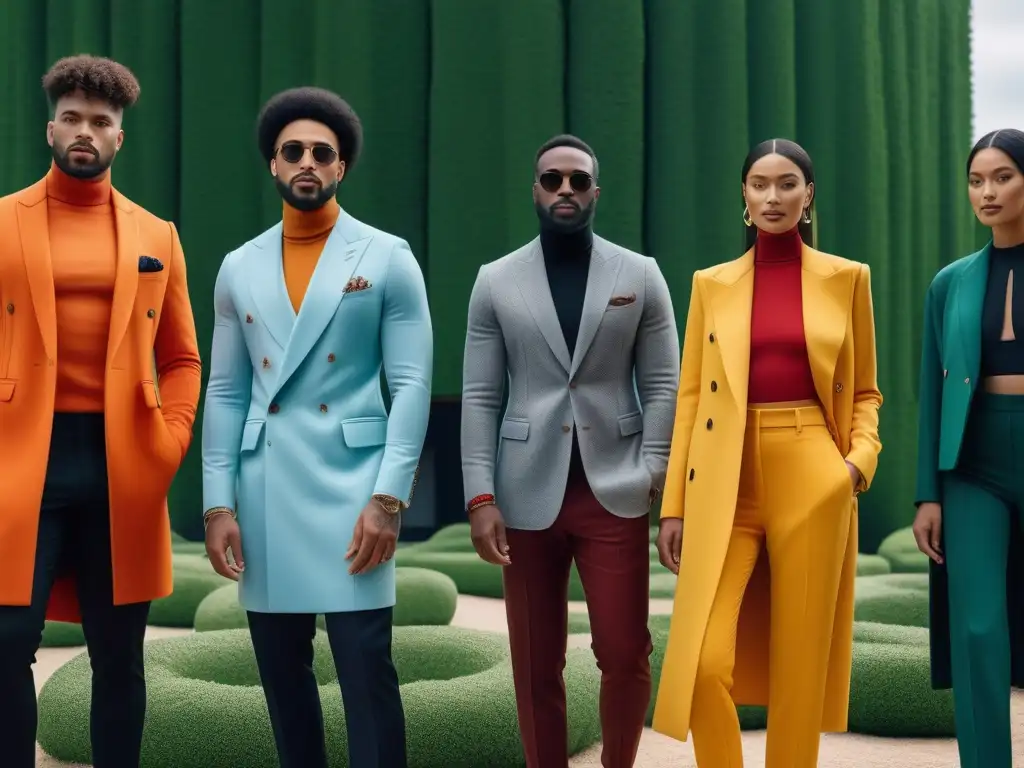 Influencers de moda sostenible: diversidad y empoderamiento Influencers de moda sostenible inclusiva posan con confianza en la ciudad futurista