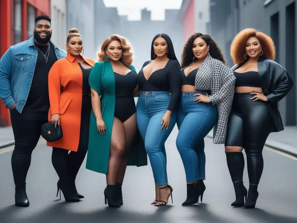 Influencers de moda plus size empoderadas en la ciudad Influencers de moda tallas grandes inspiración posando con estilo y confianza en la ciudad