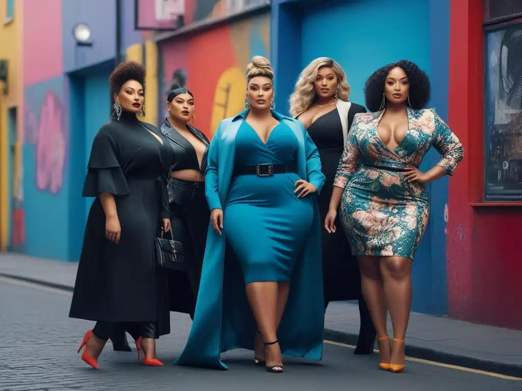 Influencers de moda plus size en escenario urbano Influencers de tallas grandes destacan estilo y personalidad en entorno urbano
