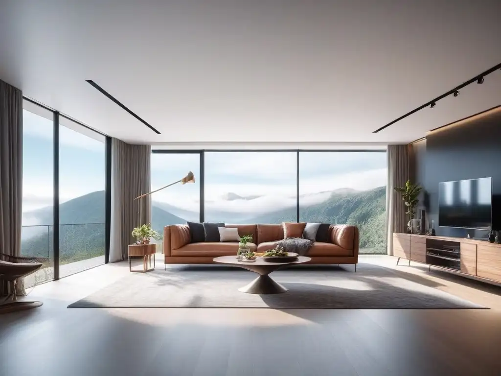 Salón moderno y espacioso con muebles minimalistas y diseño elegante Influencia del mobiliario y diseño en la percepción del espacio abierto y elegante
