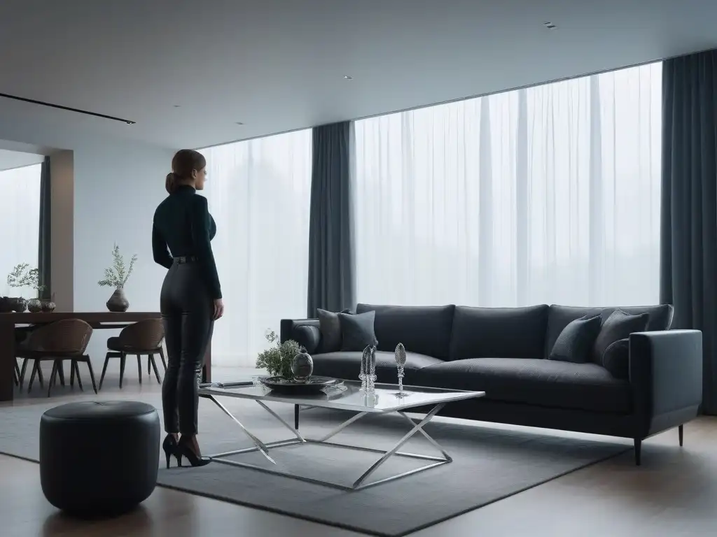 Sala moderna minimalista con amplitud y luz natural Influencia del mobiliario en el diseño para la percepción del espacio en una sala moderna y luminosa