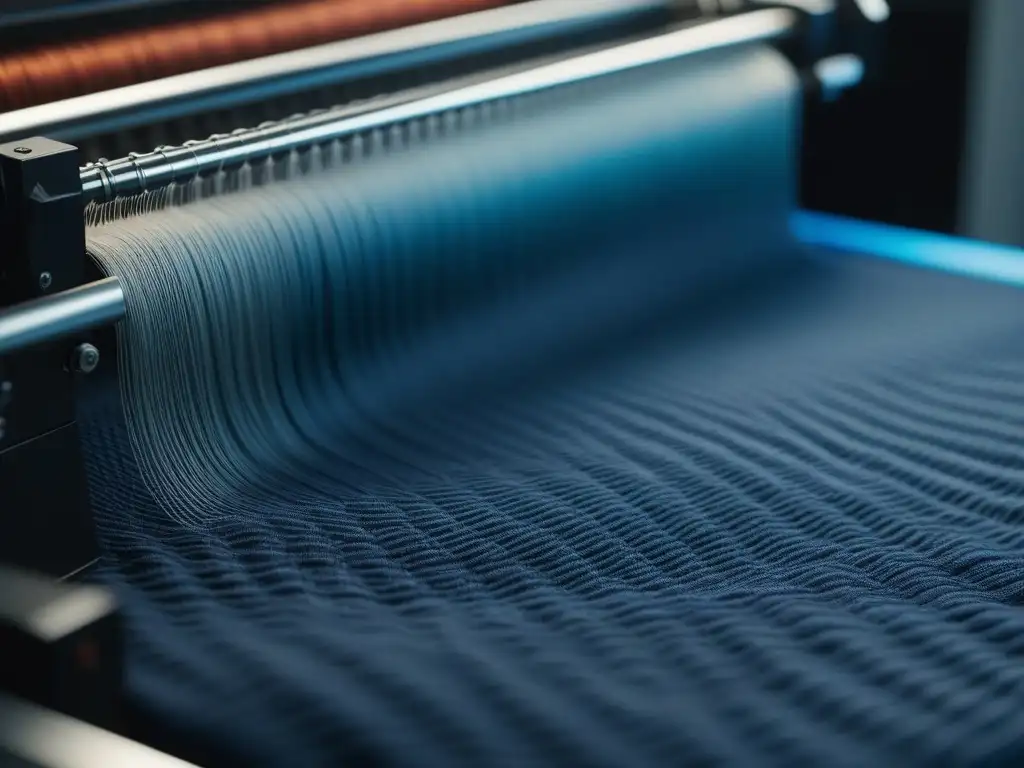 Máquina textil de última tecnología creando innovadora ropa adaptativa Innovadora máquina textil en acción, combinando materiales para crear ropa adaptativa