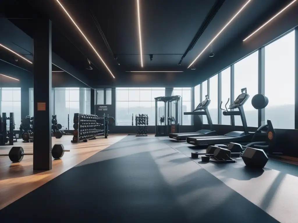 Gimnasio moderno y sereno: levantando pesas con confianza Inspirador entrenamiento efectivo para cuerpos petite en un gimnasio moderno y sereno