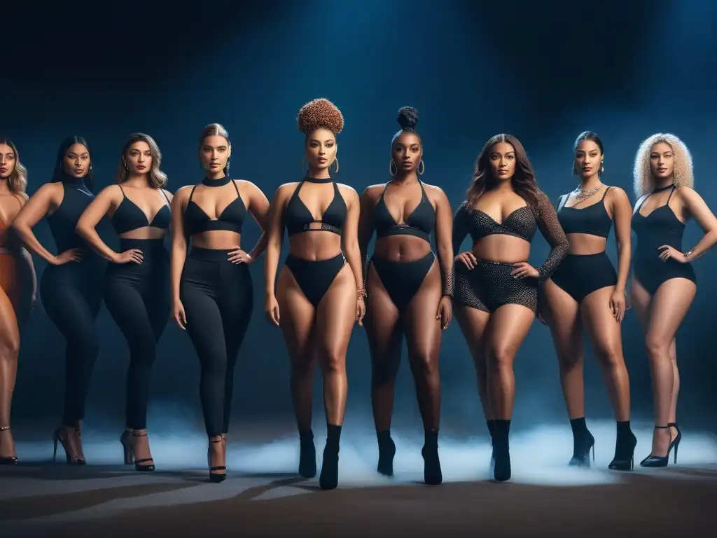 Diversidad corporal en la moda: empoderamiento y estilo inclusivo Una inspiradora fotografía en campañas de moda inclusivas, mostrando la diversidad de cuerpos, piel y capacidades en un estilo moderno y empoderado