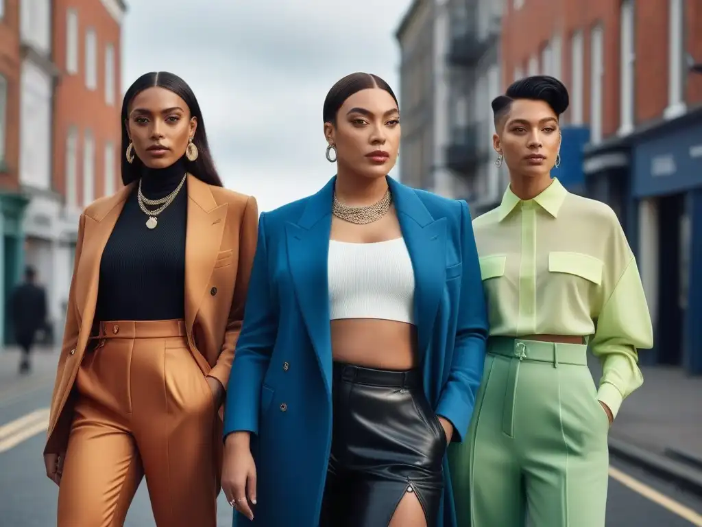 Moda unisex: diversidad y estilo en la ciudad Inspiradora imagen de moda actual con personas transgender y no binarias, expresando su estilo único en una calle urbana