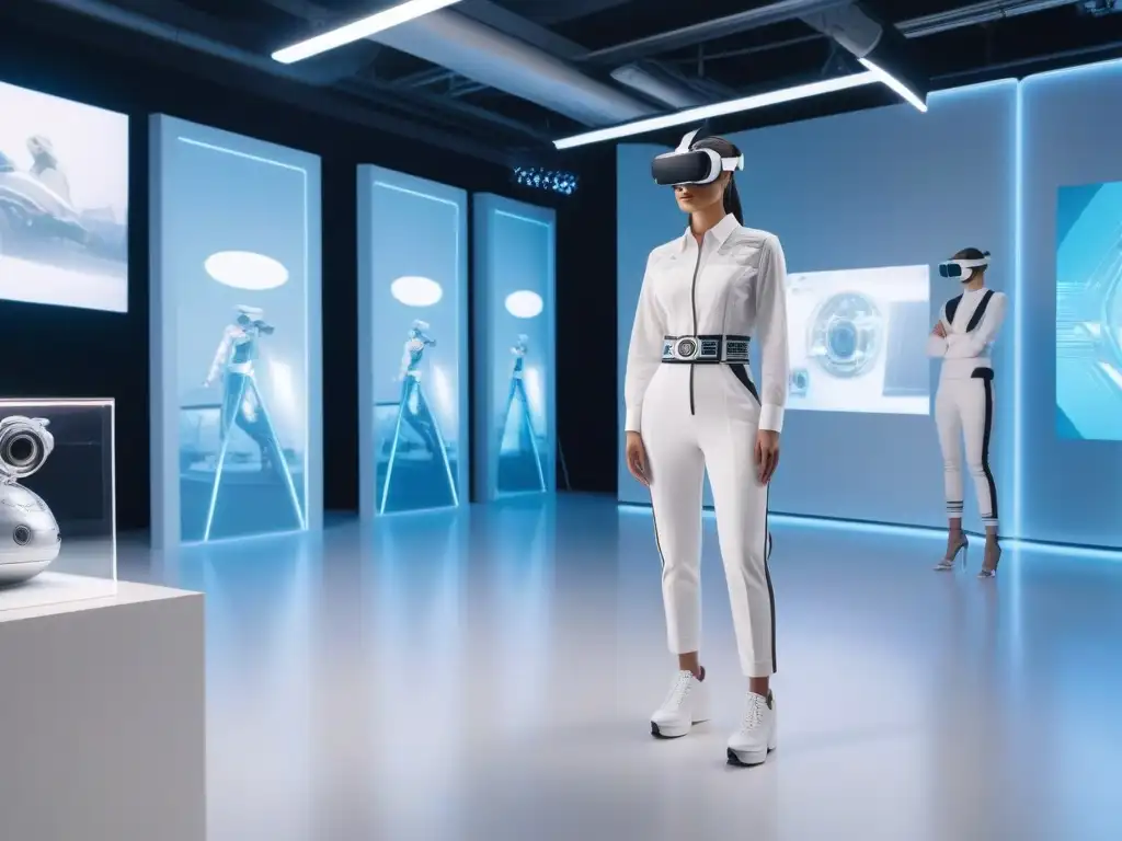 Estudio de moda en realidad virtual: innovación y creatividad en acción Inspiradora formación en diseño de moda en estudio de realidad virtual futurista