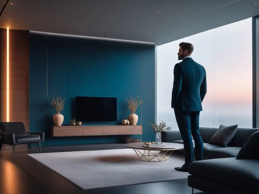 Salón de lujo: diseño elegante con iluminación inteligente Iluminación inteligente en ambiente de lujo con diseño elegante y moderno