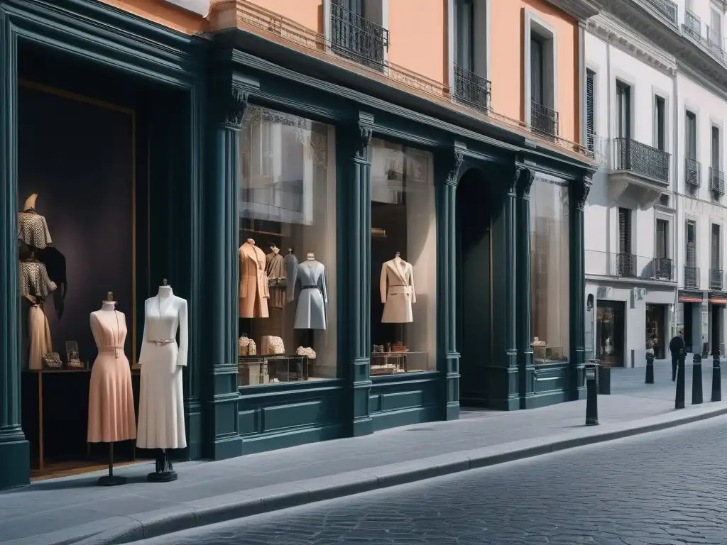 Tienda de moda petite en Madrid: elegancia y estilo Interior de boutique de moda petite en Madrid con decoración moderna, maniquíes elegantes y prendas sofisticadas