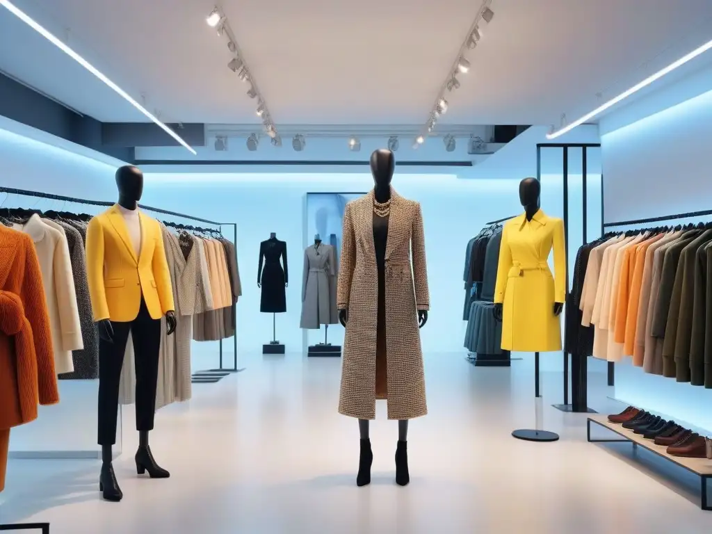 Tienda de moda inclusiva: colores vibrantes y diversidad de estilos Interior vibrante de una boutique de moda inclusiva con maniquíes diversos y clientes de todas las edades, géneros y capacidades