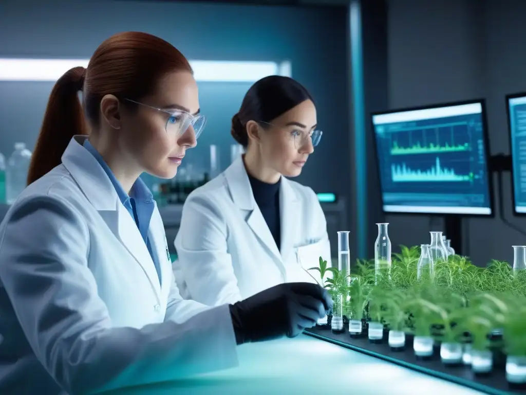 Equipo científico diverso investigando fat burners en laboratorio 8k Un laboratorio de vanguardia donde científicos diversos investigan quemadores de grasa efectivos