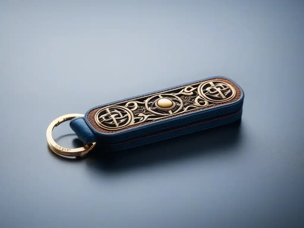 Keychain de lujo: diseño exclusivo en cuero y metal Un llavero de diseñador exclusivo, de lujo y detalle, resplandeciendo con artesanía única