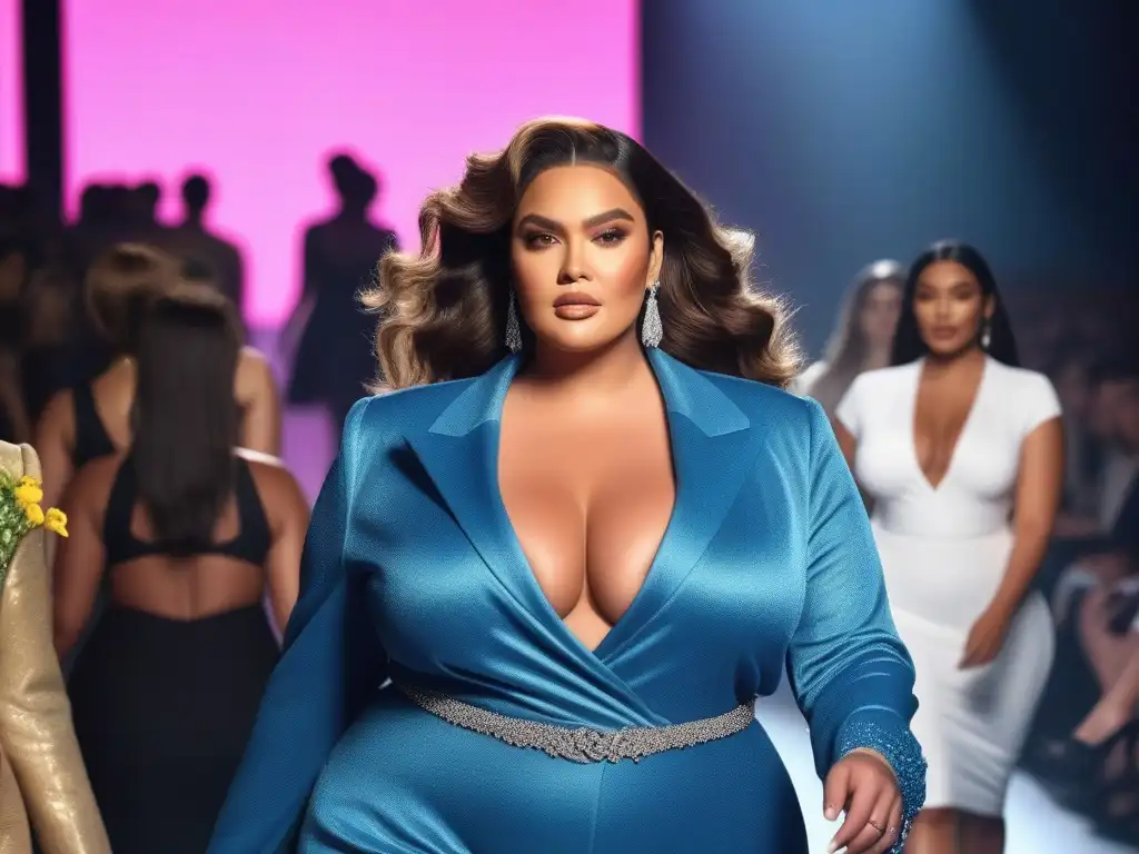 Desfile de moda inclusivo: Celebridades plus size empoderadas en pasarela Looks de celebridades plus size inspiración desfilando con estilo y confianza en una pasarela glamurosa