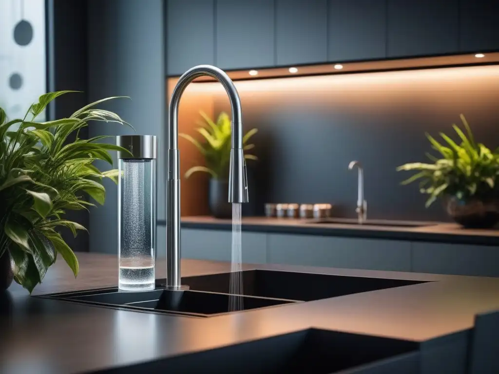 Lujo en la cocina: sistema de filtración de agua de alta gama integrado Lujo y elegancia en cocina moderna con sistema de filtrado de agua de alta gama para hogares exclusivos