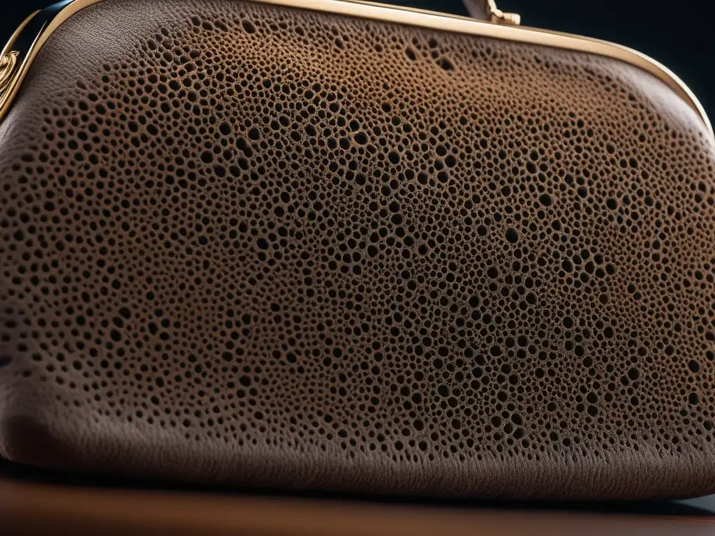 Bolso de moda de micelio: elegancia sostenible Una lujosa cartera de micelio de aspecto moderno con textura intrincada y artesanía fina
