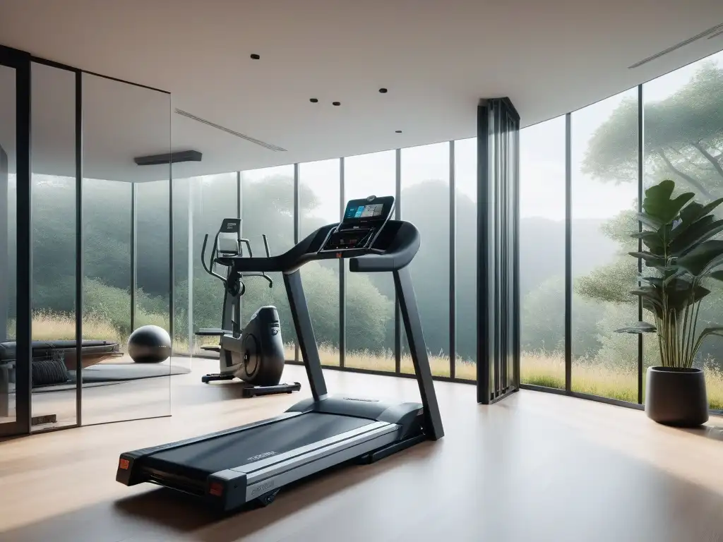 Gimnasio en casa de lujo con equipamiento de última generación Un lujoso gimnasio en casa con equipamiento fitness de lujo y beneficios del equipamiento fitness de lujo