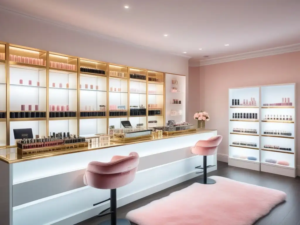 Salón de uñas de lujo: sofisticación y profesionalismo Un lujoso salón de uñas con estaciones de manicura de terciopelo, productos de belleza alta gama uñas y luz natural