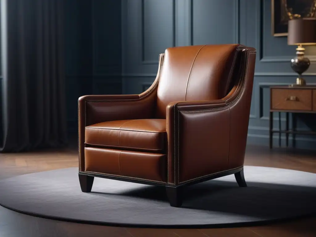 Silla de cuero de lujo: artesanía y elegancia Un lujoso sillón de cuero con materiales exquisitos y diseño contemporáneo