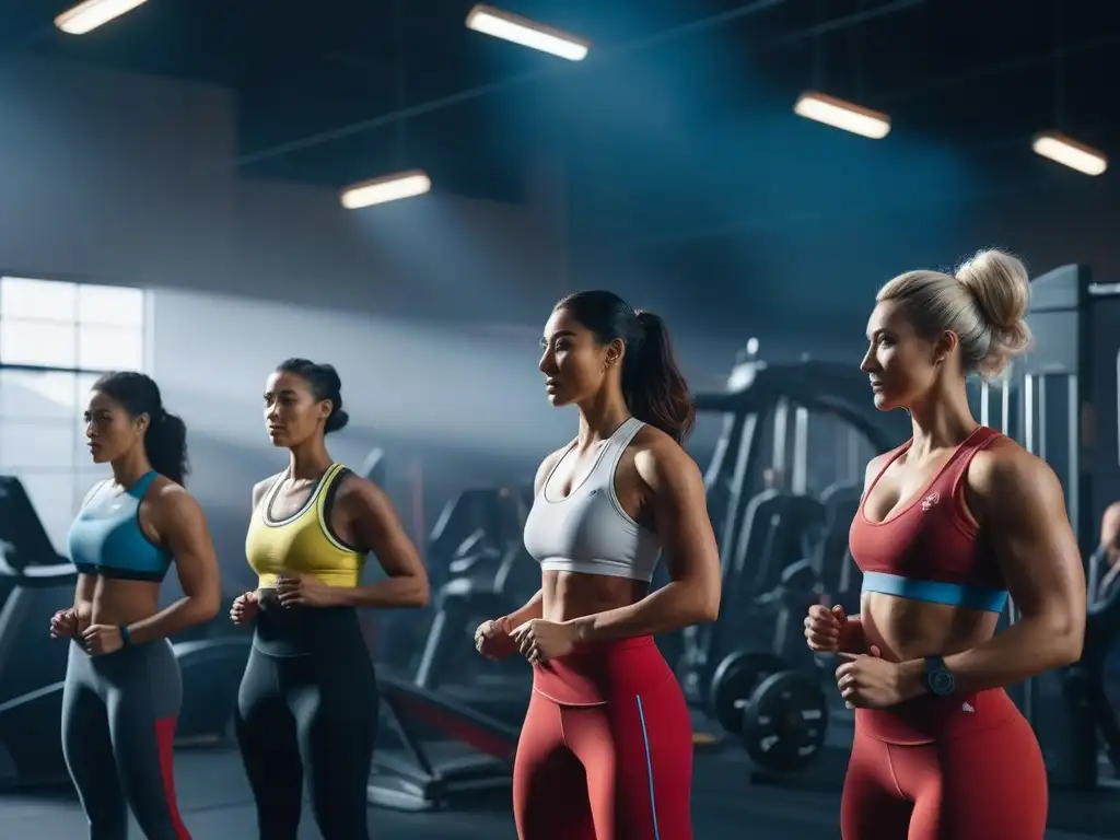 Madres diversas fortaleciendo la maternidad en un gimnasio moderno Madres diversas entrenando con coach en gimnasio moderno