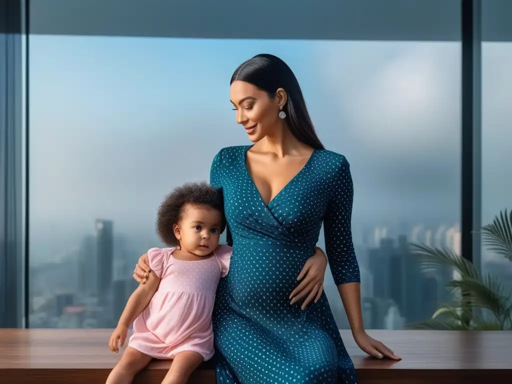 Madres seguras y a la moda amamantando Madres seguras y elegantes luciendo moda lactancia tops vestidos amamantar en un ambiente moderno y chic con iluminación suave