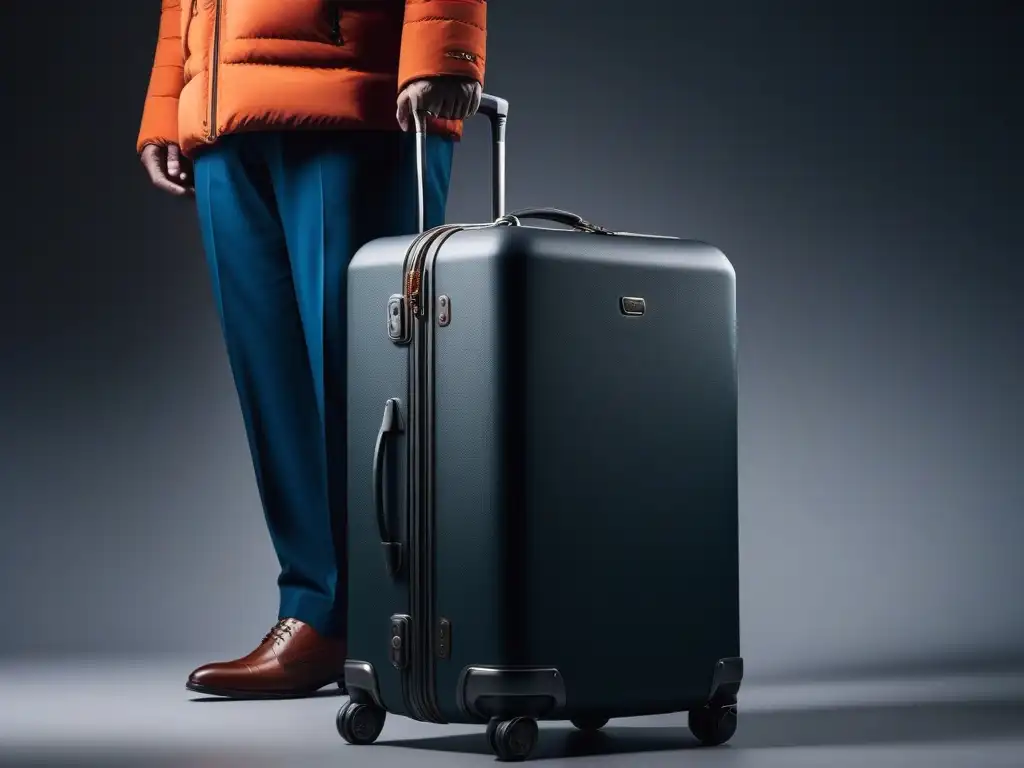 Maleta moderna para cuerpos grandes: diseño elegante y funcional Una maleta elegante y espaciosa diseñada para todos los cuerpos, en un entorno lujoso y sofisticado