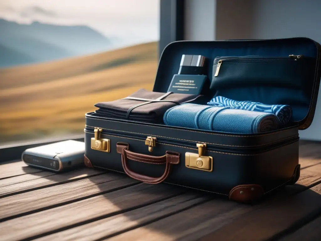 Maleta de viaje organizada con accesorios esenciales para viajeros modernos Maleta de viaje organizada con accesorios esenciales para viajeros con estilo