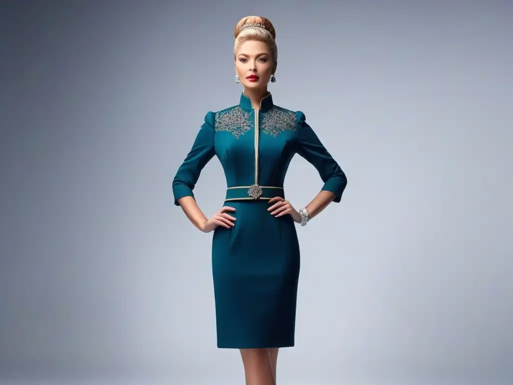 Evolución de la moda petite: maniquí moderno en outfit detallado Maniquí petite en atuendo moderno, reflejando la evolución de la moda petite