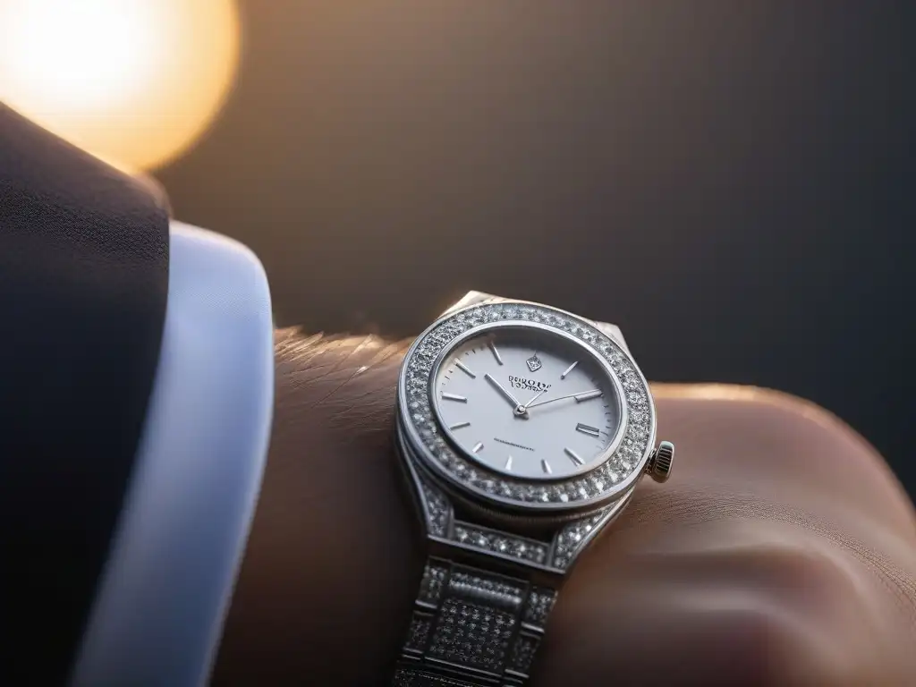 Anillo de diamantes vintage y reloj moderno: fusión de lujo y estilo Mano con anillo de diamantes vintage y reloj moderno, fusionando lujo vintage con estilo contemporáneo