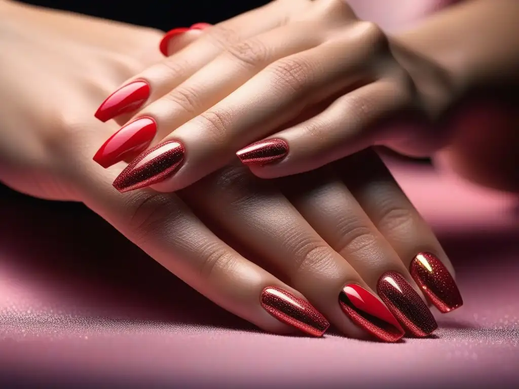 Diseño de uñas de lujo: arte y precisión en alta resolución Una mano perfectamente cuidada con diseño de uñas sofisticado en tono de alta gama
