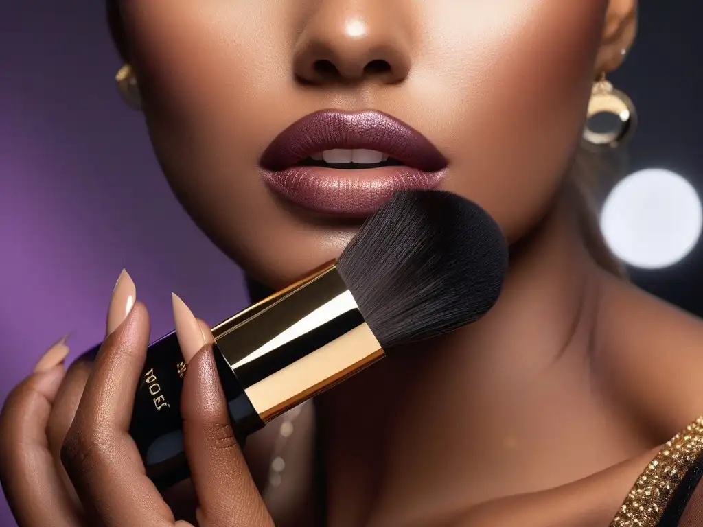 Contraste de maquillaje: lujo vs Una mano aplica maquillaje de lujo, la otra maquillaje económico, mostrando variedad de tonos