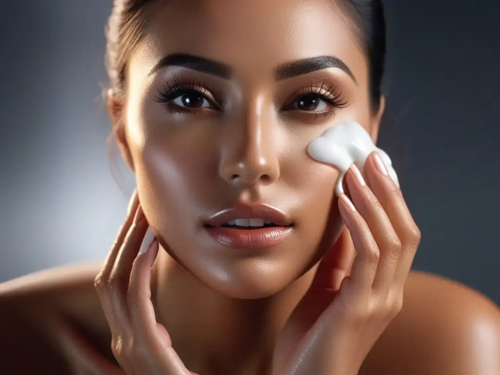 Mujer aplicando crema hidratante: lujo y cuidado personal Manos aplicando crema hidratante en piel suave y radiante