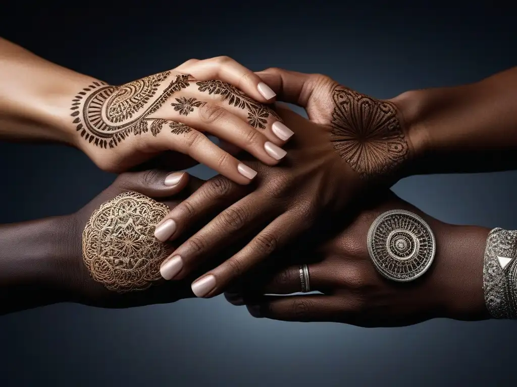 Manos diversas iluminadas: belleza y empoderamiento Manos diversas iluminadas con luz, mostrando hiperpigmentación y belleza, representando tratamientos hiperpigmentación piel diversidad