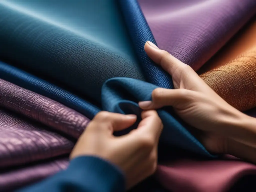 Texturas diversas: manos y telas en conexión Manos diversas explorando telas respetuosas de piel e identidad en moda