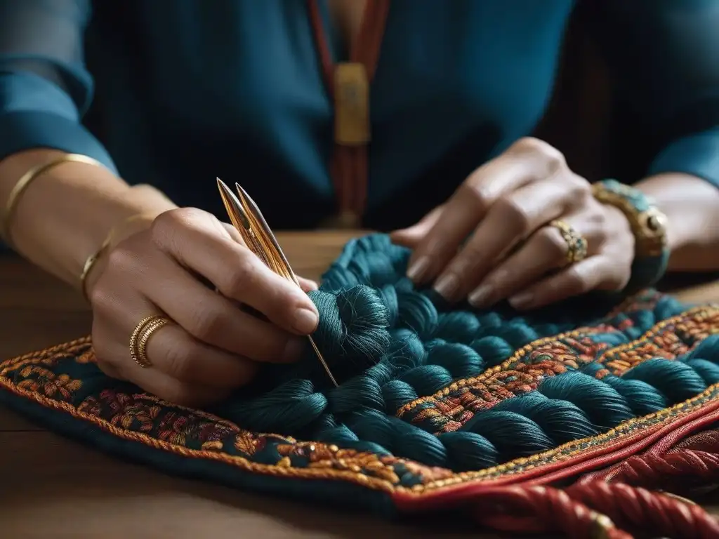 Artesanía ecofriendly: manos expertas crean accesorio personalizado Manos expertas creando regalos eco moda inclusiva personalizados con materiales vibrantes y sostenibles