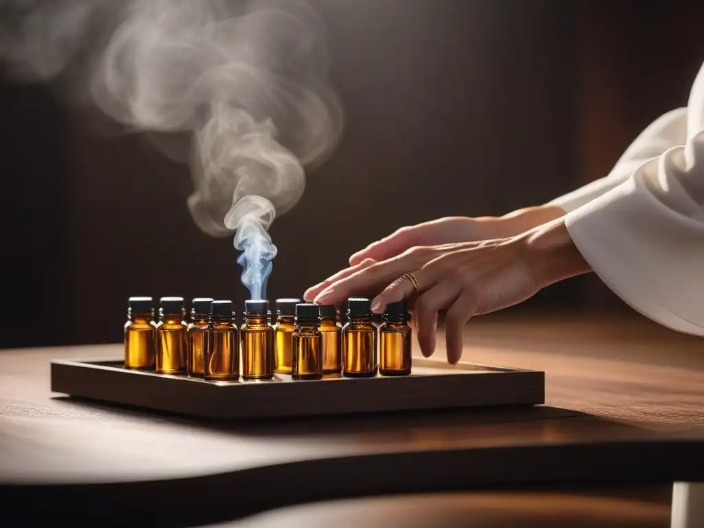 Masaje relajante con aceites esenciales en piel luminosa Manos femeninas masajeando aceites esenciales en piel radiante, en un lujoso spa