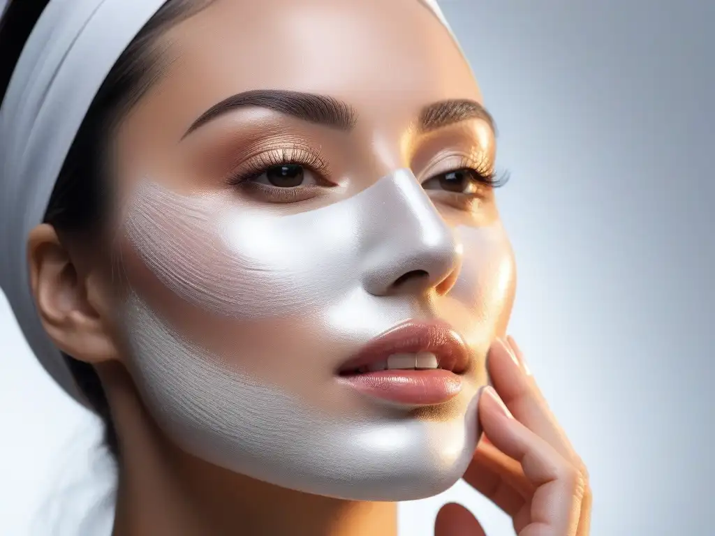 Mascarilla facial: ritual de cuidado para una piel radiante en invierno Manos aplican mascarilla facial hidratante, piel radiante en invierno