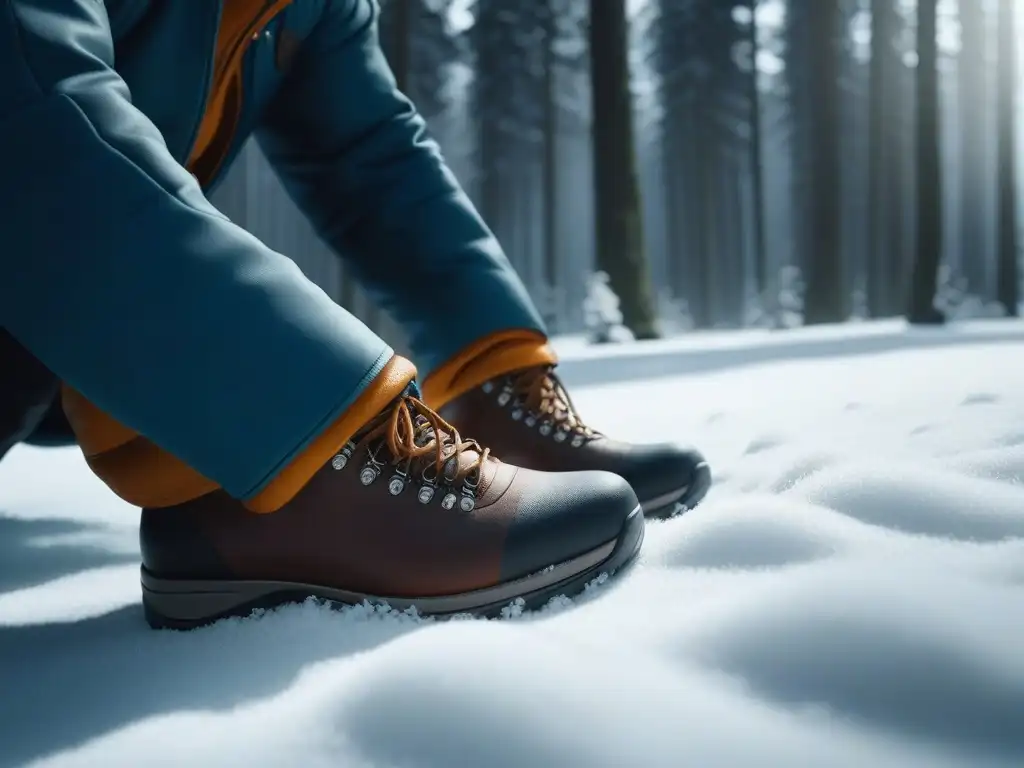 Ritual de cuidado invernal: manos elegantes aplicando productos de lujo en un paisaje nevado Manos aplicando productos esenciales cuidado piel invierno en bosque nevado, transmitiendo calma y sofisticación