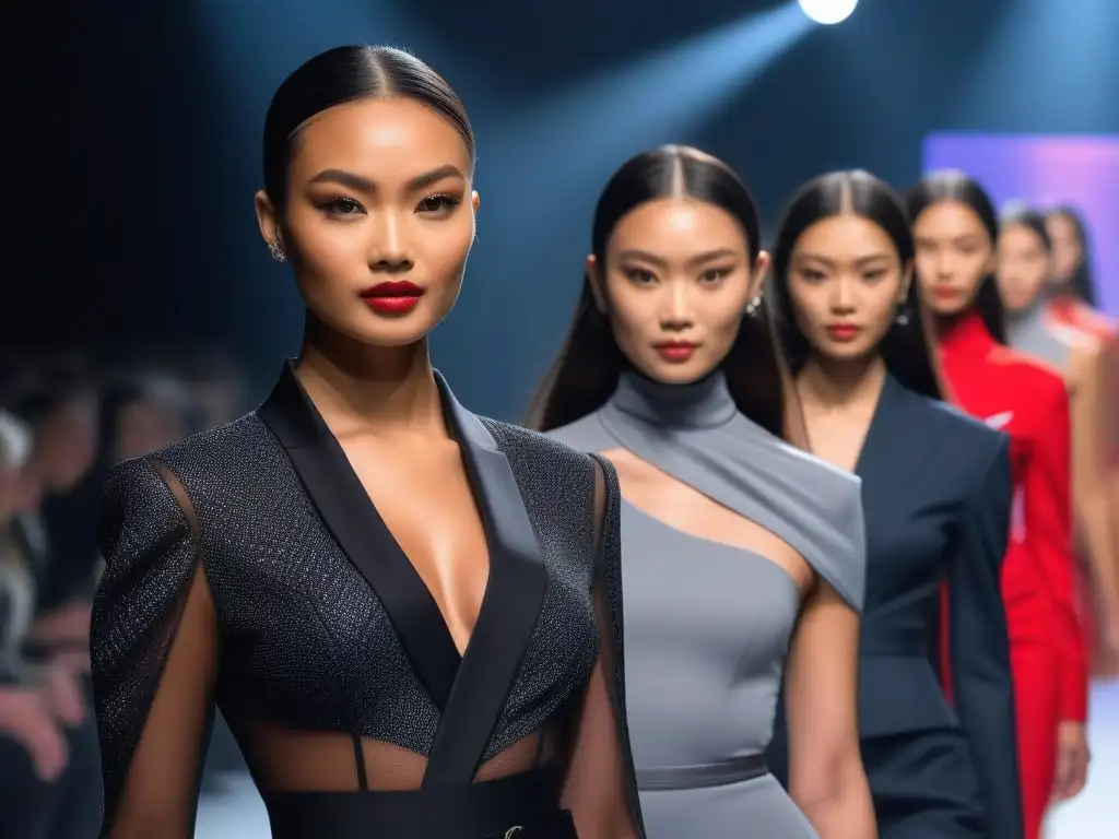 Desfile de moda petite: Empoderamiento y diversidad étnica en la pasarela Marcas especializadas tallas pequeñas moda: Desfile inclusivo de modelos petites seguras y estilizadas en moderna pasarela
