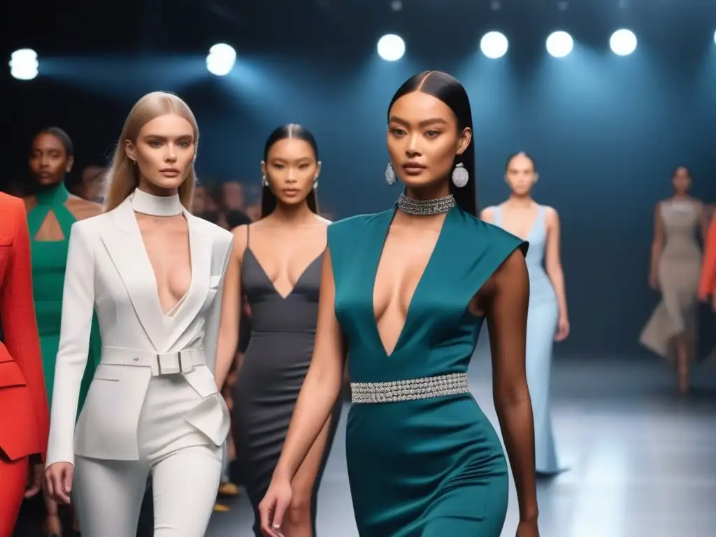 Desfile de moda inclusiva: moda adaptativa y empoderamiento Marcas líderes en ropa adaptativa desfilan con modelos seguros en una pasarela futurista