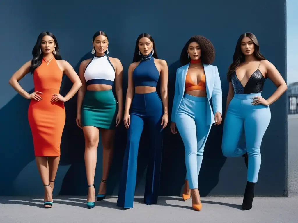 Moda inclusiva: diversidad y empoderamiento en la ciudad Marcas de moda inclusivas éxito: Grupo diverso de modelos empoderados en outfits inclusivos, reflejando la belleza de la diversidad en la moda urbana