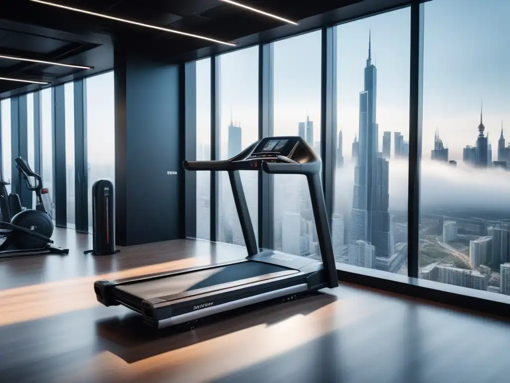 Treadmill de lujo en gimnasio moderno de élite Mejores equipos fitness cardio 2023: lujosa cinta de correr de vanguardia en gimnasio moderno y elegante