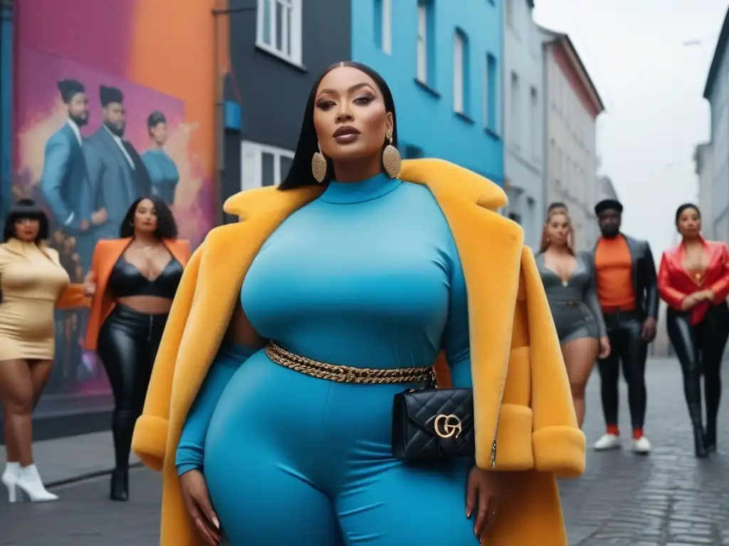 Influencers de moda unidos en diversidad y estilo urbano Un mensaje de empoderamiento y diversidad en la moda inclusiva: Influencers de tallas especiales posan con confianza en un entorno urbano vibrante
