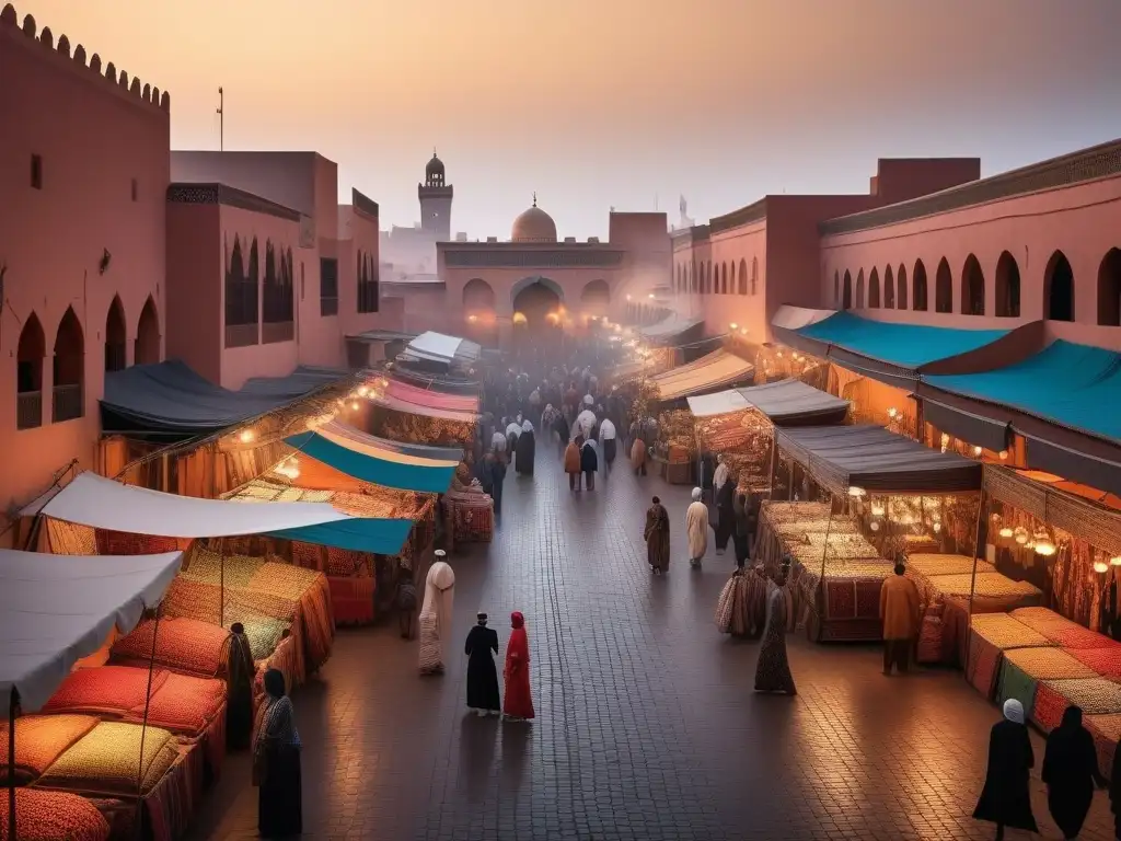 Mercado de Marrakech: Moda inclusiva y diversidad Un mercado bullicioso en Marrakech con moda inclusiva para cuerpos diversos