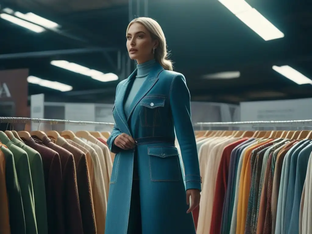 Mercado de Ropa de Segunda Mano: Moda Sostenible y Colorida Un mercado de ropa de segunda mano vibrante, sostenible y diverso con normativas sostenibles moda segunda mano