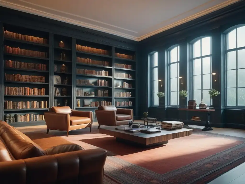 Biblioteca futurista de lujo con tecnología innovadora integrada Mobiliario de diseño para biblioteca: Biblioteca moderna con tecnología innovadora y elegante
