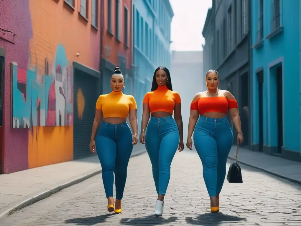 Moda inclusiva: outfits verano adaptados para todos los cuerpos Moda adaptativa verano tallas especiales: Grupo diverso en outfits veraniegos, urbano y colorido